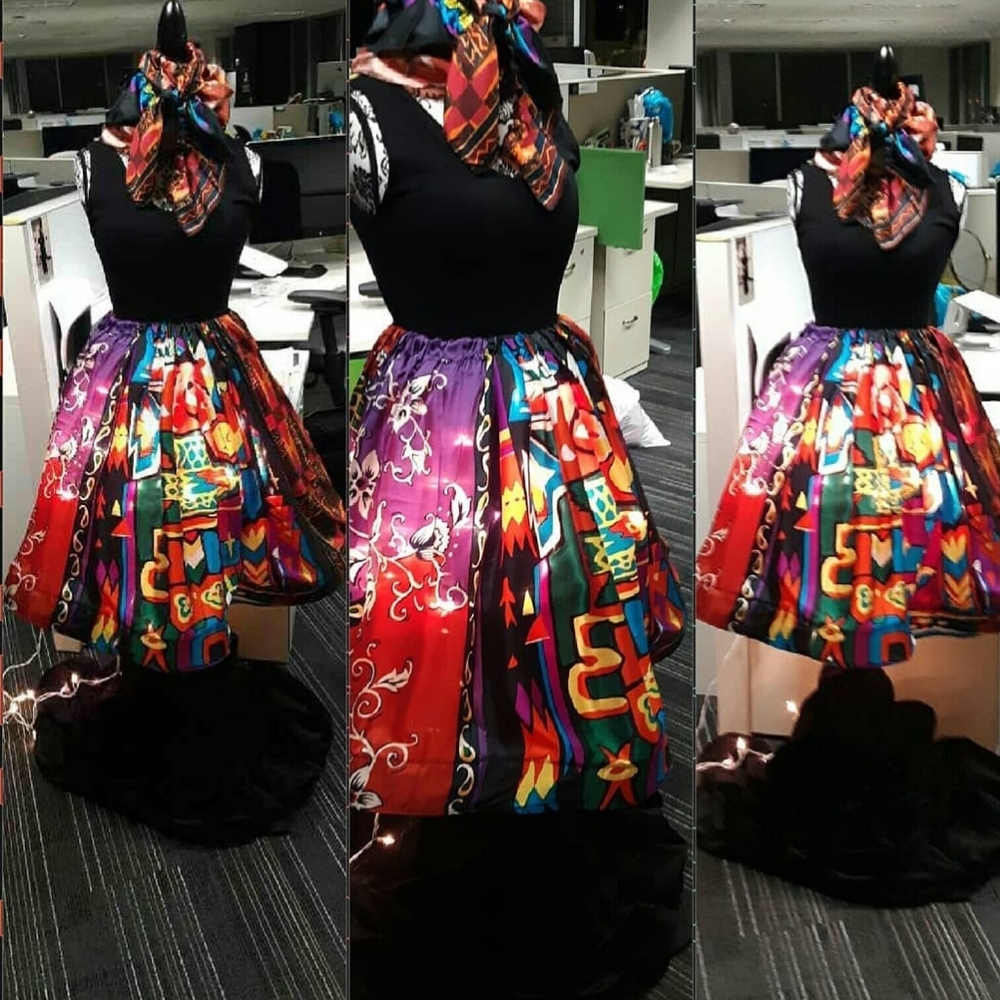 Handmade Silk Scarf Skirt with Elastic Waistband